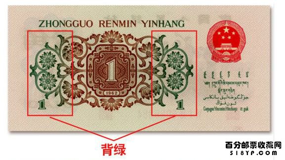 µÚÈýÌ×ÈËÃñ±Ò1962Äê1½Ç±³ÂÌˮӡ